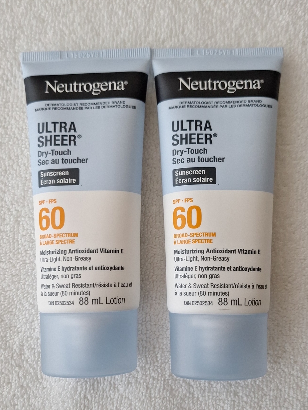 NEW 2 x Neutrogena Ultra Sheer Dry-Touch Sunscreen SPF 60 (88ml)